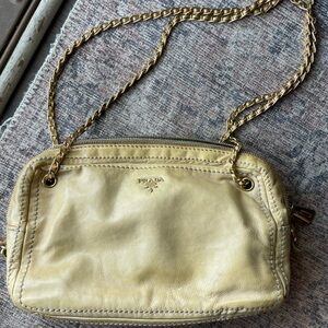 PRADA Lambskin Leather Chain Strap Purse